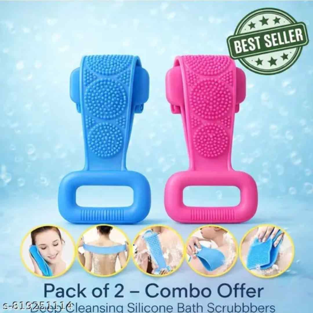 Body Back Scrubber Double Side Bathing Brush for Skin Deep Cleaning Body Scrubbers & Brushes 2 pic pink ,blu